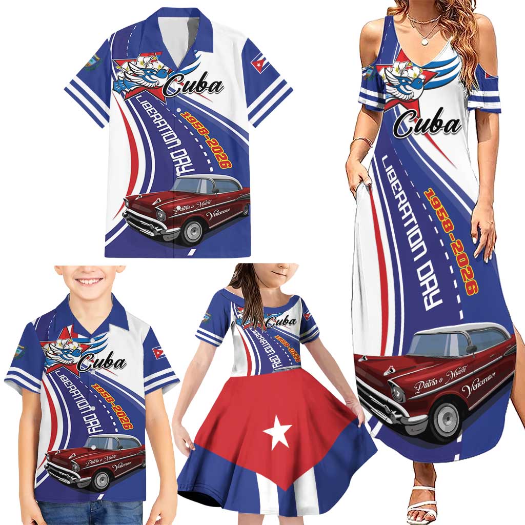 Personalized Cuba Liberation Day 1958-2026 Family Matching Summer Maxi Dress and Hawaiian Shirt Cuba Libre Car - Wonder Print Shop