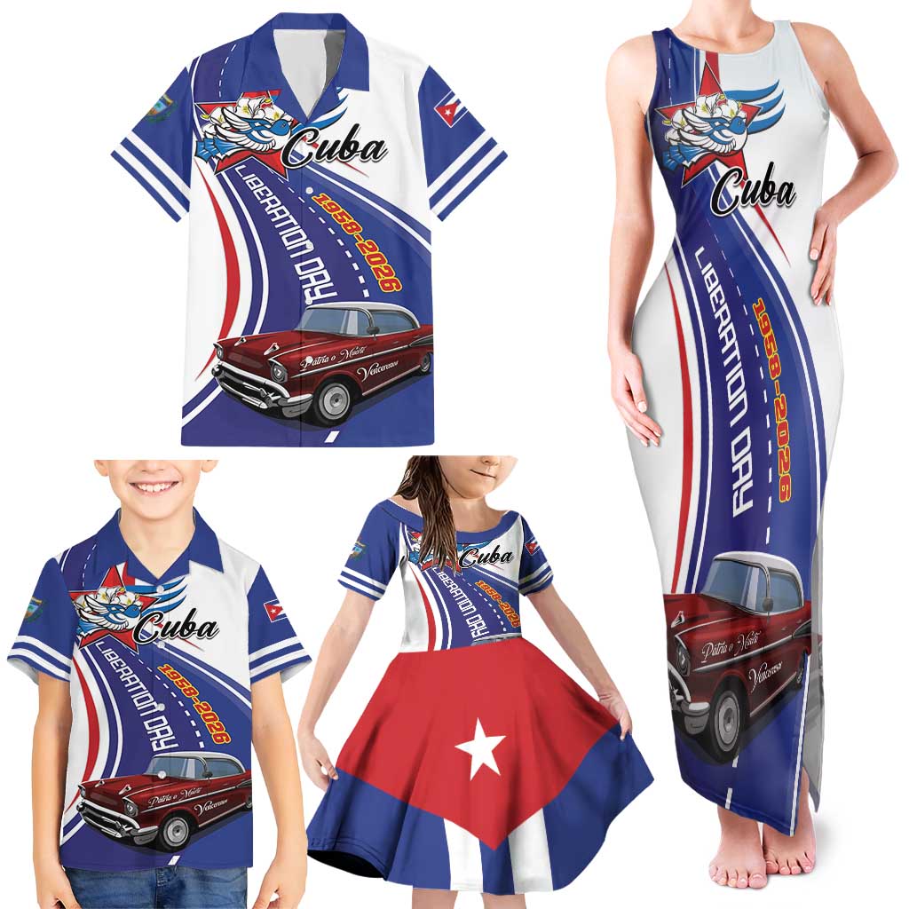 Personalized Cuba Liberation Day 1958-2026 Family Matching Tank Maxi Dress and Hawaiian Shirt Cuba Libre Car - Wonder Print Shop