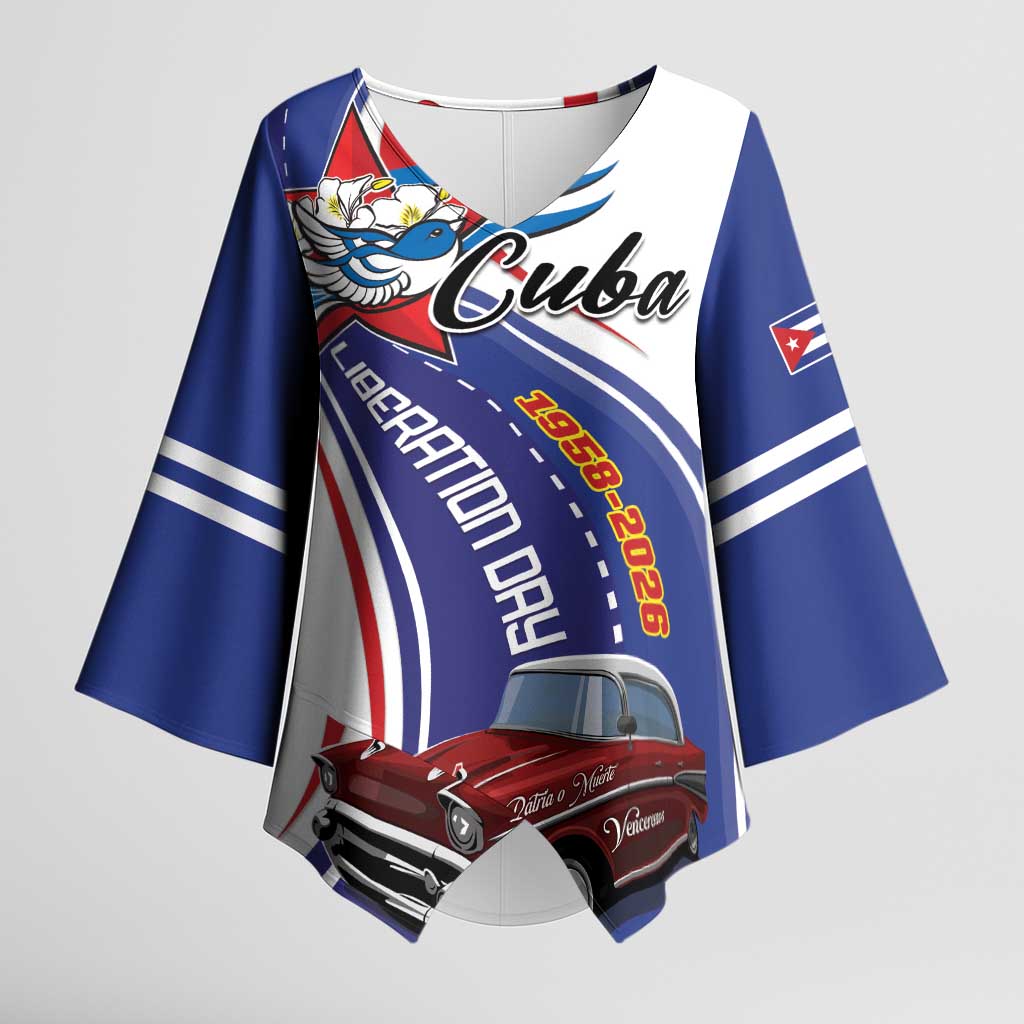 Personalized Cuba Liberation Day 1958-2026 Kimono Sleeve Blouse Cuba Libre Car - Wonder Print Shop