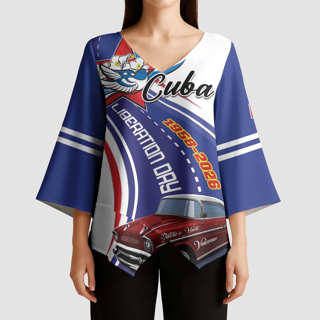 Personalized Cuba Liberation Day 1958-2026 Kimono Sleeve Blouse Cuba Libre Car - Wonder Print Shop