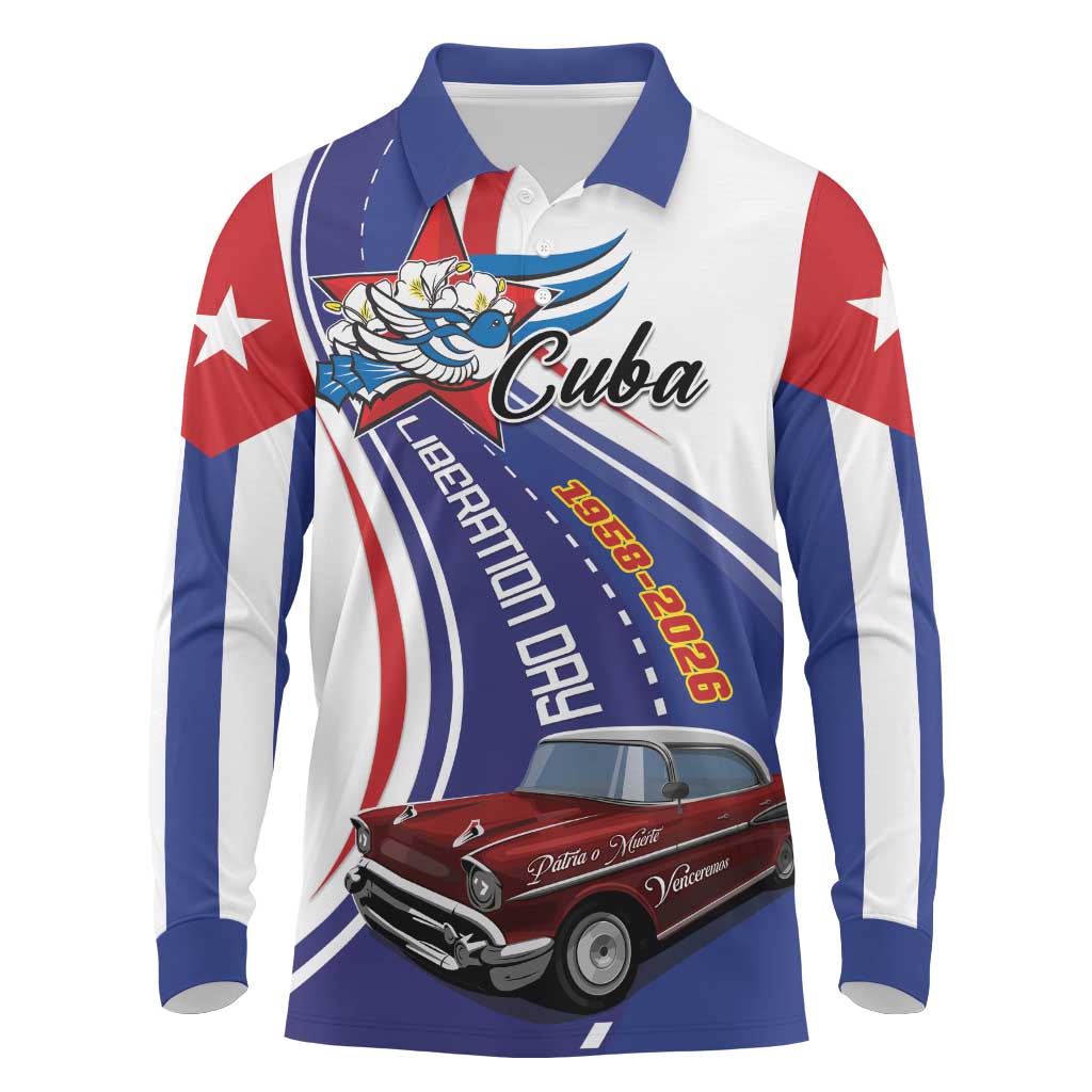 Personalized Cuba Liberation Day 1958-2026 Long Sleeve Polo Shirt Cuba Libre Car - Wonder Print Shop