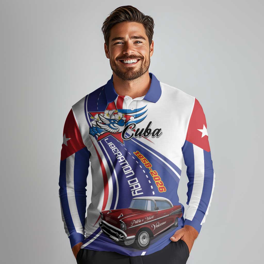 Personalized Cuba Liberation Day 1958-2026 Long Sleeve Polo Shirt Cuba Libre Car - Wonder Print Shop