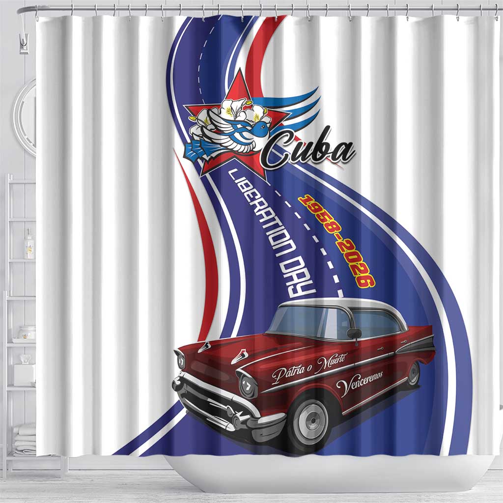 Cuba Liberation Day 1958-2026 Shower Curtain Cuba Libre Car - Wonder Print Shop