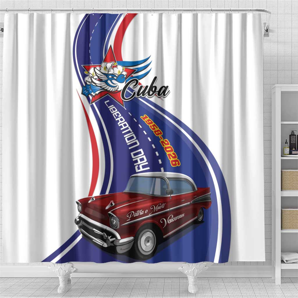 Cuba Liberation Day 1958-2026 Shower Curtain Cuba Libre Car - Wonder Print Shop