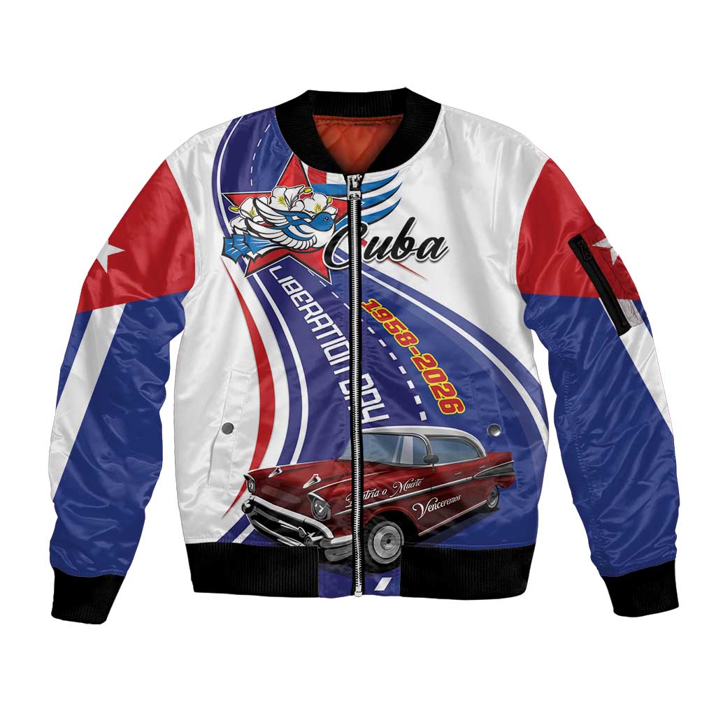 Personalized Cuba Liberation Day 1958-2026 Sleeve Zip Bomber Jacket Cuba Libre Car - Wonder Print Shop