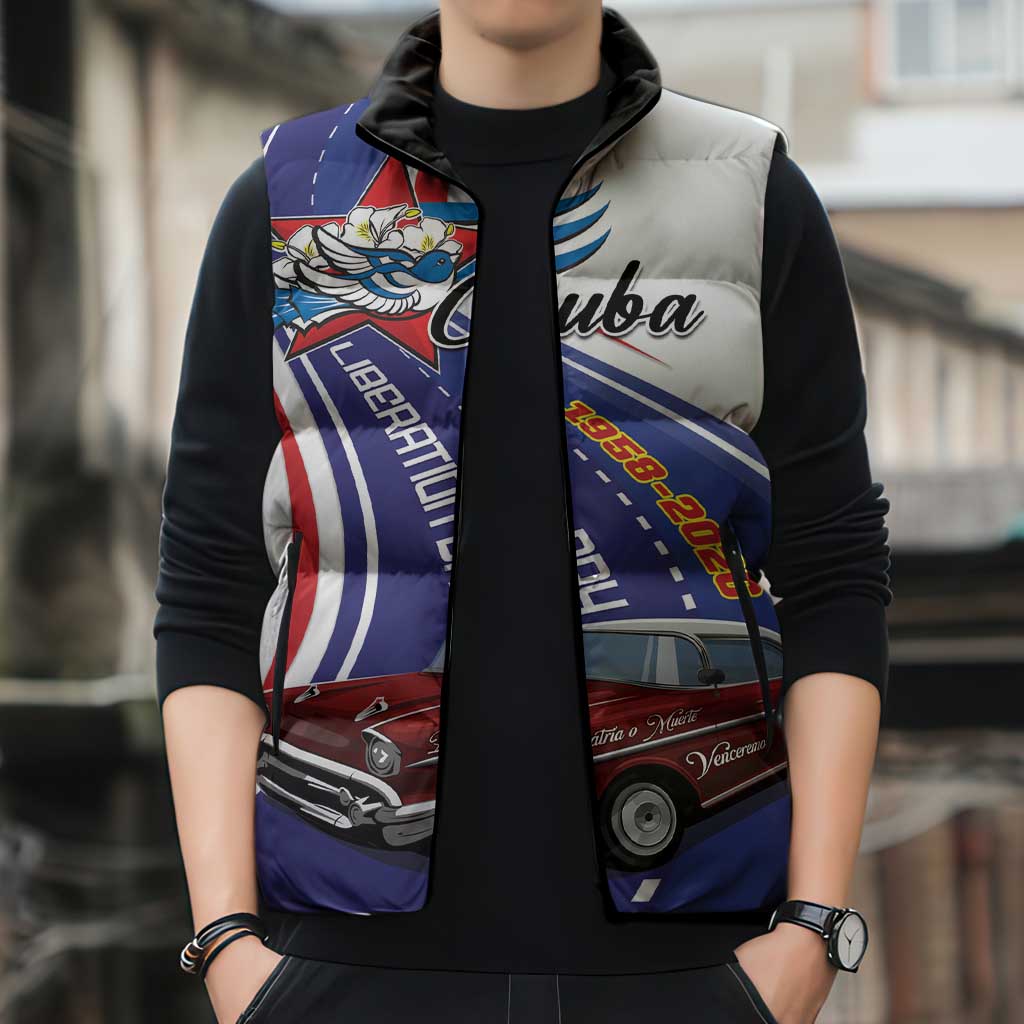 Personalized Cuba Liberation Day 1958-2026 Sleeveless Puffer Jacket Cuba Libre Car - Wonder Print Shop