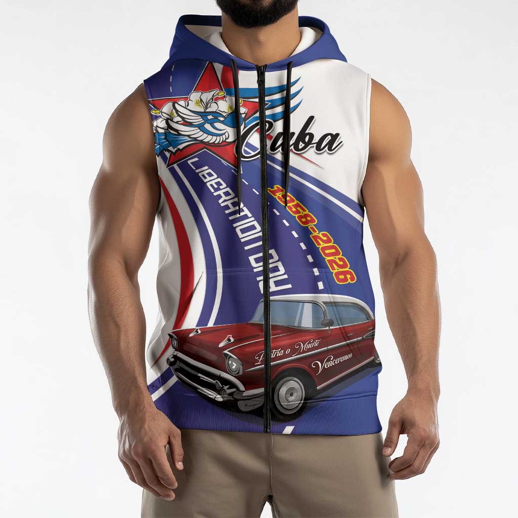 Personalized Cuba Liberation Day 1958-2026 Sleeveless Zip Hoodie Cuba Libre Car - Wonder Print Shop