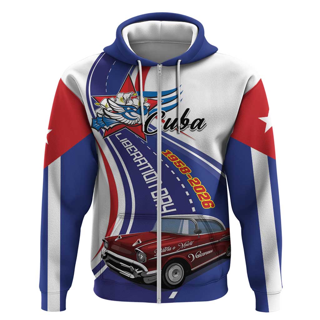 Personalized Cuba Liberation Day 1958-2026 Zip Hoodie Cuba Libre Car - Wonder Print Shop