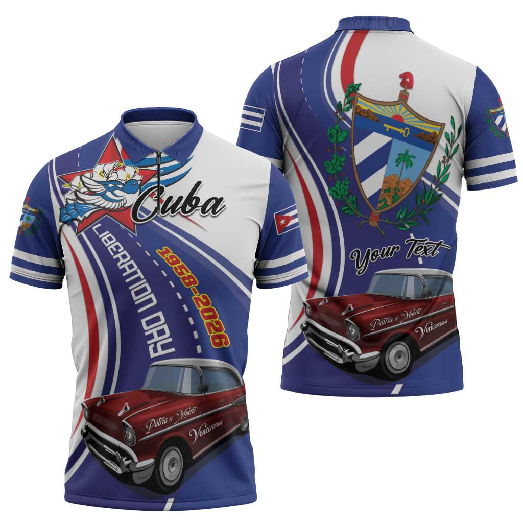 Personalized Cuba Liberation Day 1958-2026 Zipper Polo Shirt Cuba Libre Car - Wonder Print Shop