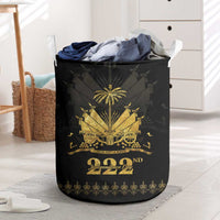 Ayiti 222nd Independence Day Anniversary Laundry Basket Haiti Gold VeVe Pattern - Wonder Print Shop