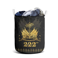 Ayiti 222nd Independence Day Anniversary Laundry Basket Haiti Gold VeVe Pattern - Wonder Print Shop