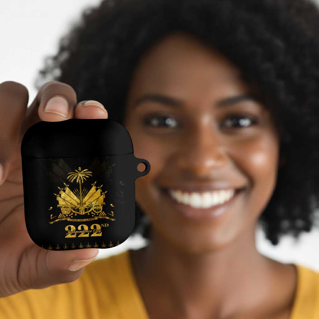 Ayiti 222nd Independence Day Anniversary AirPods Case Haiti Gold VeVe Pattern - Wonder Print Shop