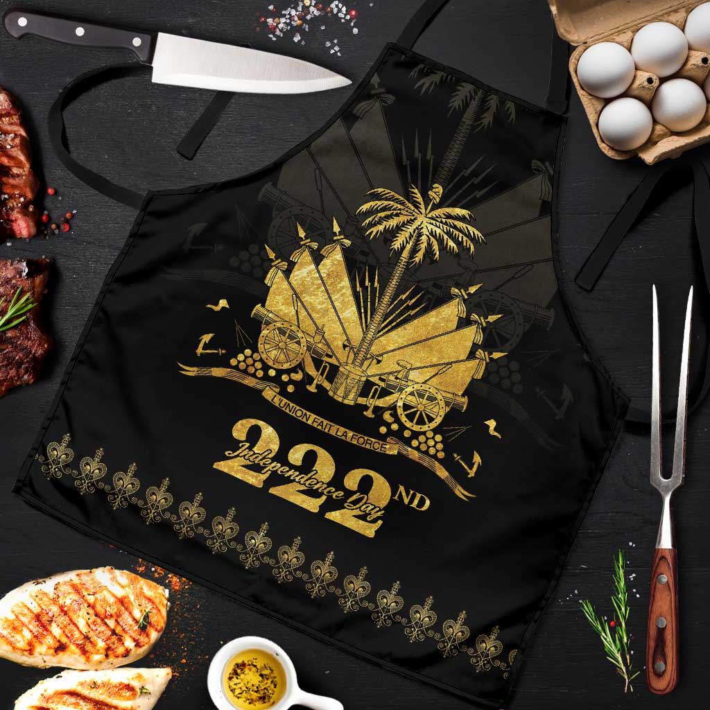 Ayiti 222nd Independence Day Anniversary Apron Haiti Gold VeVe Pattern - Wonder Print Shop