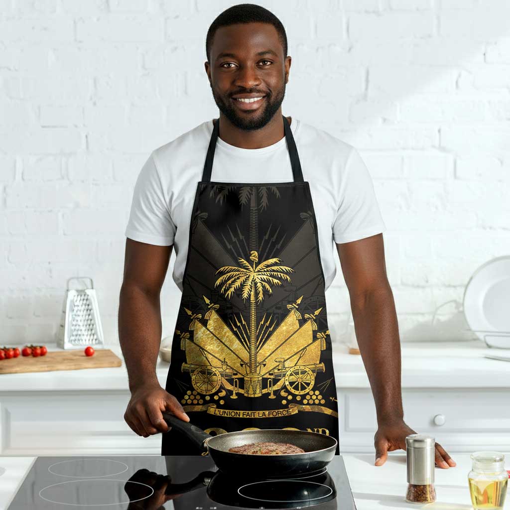 Ayiti 222nd Independence Day Anniversary Apron Haiti Gold VeVe Pattern - Wonder Print Shop
