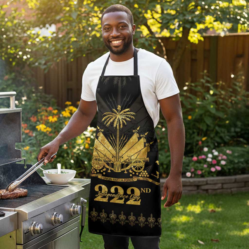 Ayiti 222nd Independence Day Anniversary Apron Haiti Gold VeVe Pattern - Wonder Print Shop