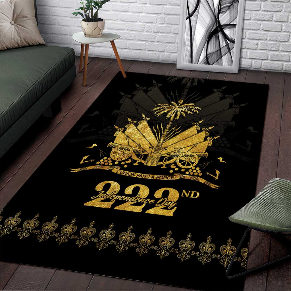 Ayiti 222nd Independence Day Anniversary Area Rug Haiti Gold VeVe Pattern - Wonder Print Shop