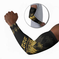 Ayiti 222nd Independence Day Anniversary Arm Sleeves Haiti Gold VeVe Pattern - Wonder Print Shop