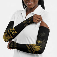 Ayiti 222nd Independence Day Anniversary Arm Sleeves Haiti Gold VeVe Pattern - Wonder Print Shop