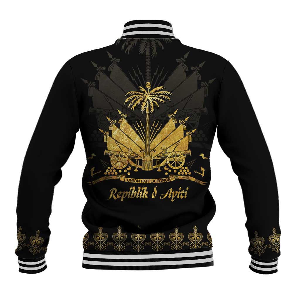 Ayiti 222nd Independence Day Anniversary Baseball Jacket Haiti Gold VeVe Pattern - Wonder Print Shop