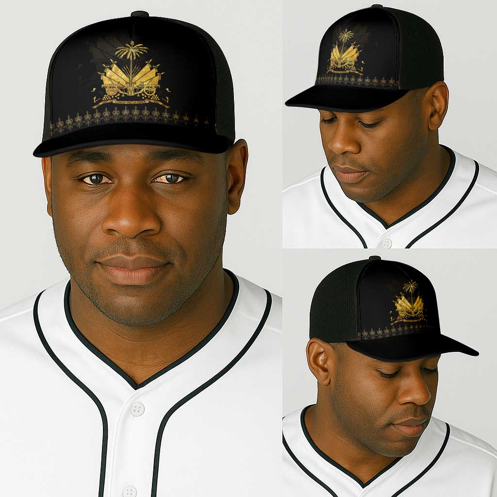 Ayiti 222nd Independence Day Anniversary Baseball Net Cap Haiti Gold VeVe Pattern - Wonder Print Shop