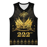 Ayiti 222nd Independence Day Anniversary Basketball Jersey Haiti Gold VeVe Pattern - Wonder Print Shop