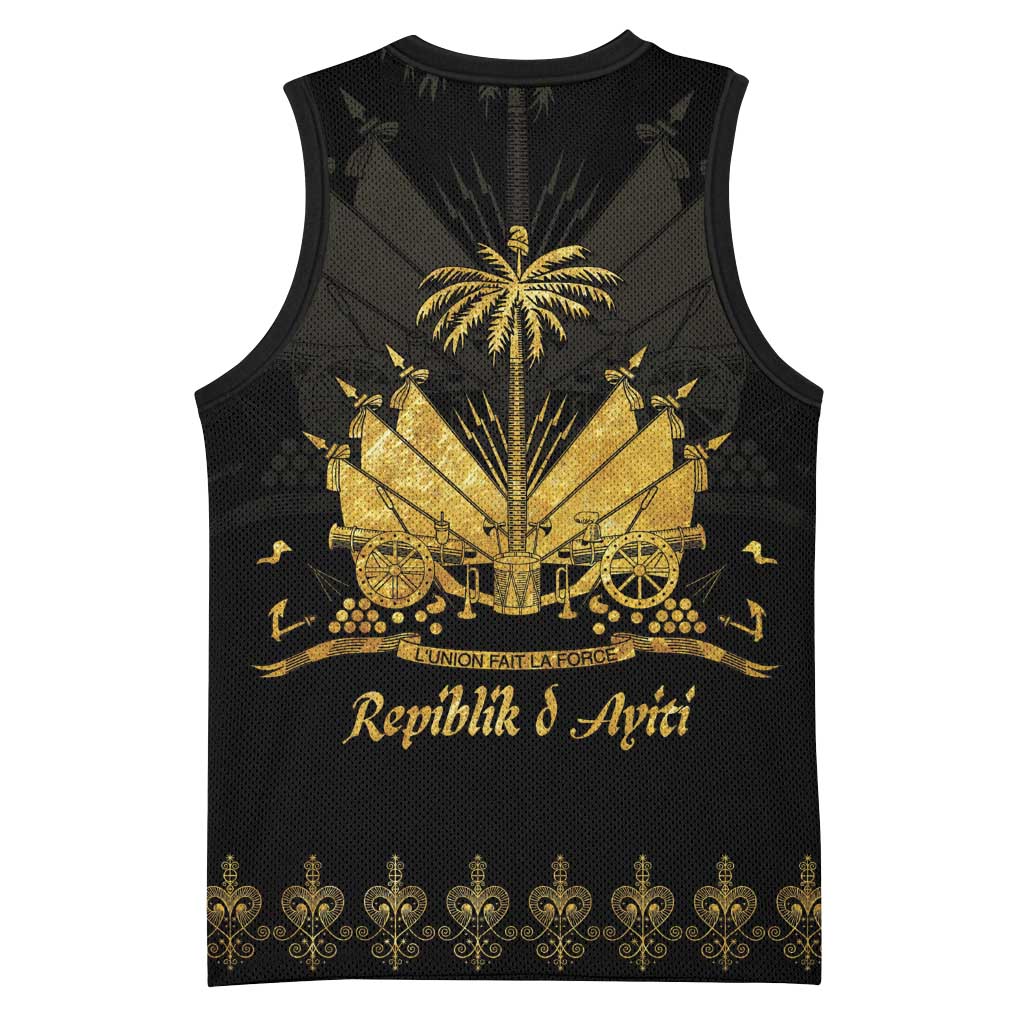 Ayiti 222nd Independence Day Anniversary Basketball Jersey Haiti Gold VeVe Pattern - Wonder Print Shop