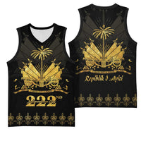 Ayiti 222nd Independence Day Anniversary Basketball Jersey Haiti Gold VeVe Pattern - Wonder Print Shop