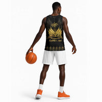 Ayiti 222nd Independence Day Anniversary Basketball Jersey Haiti Gold VeVe Pattern - Wonder Print Shop