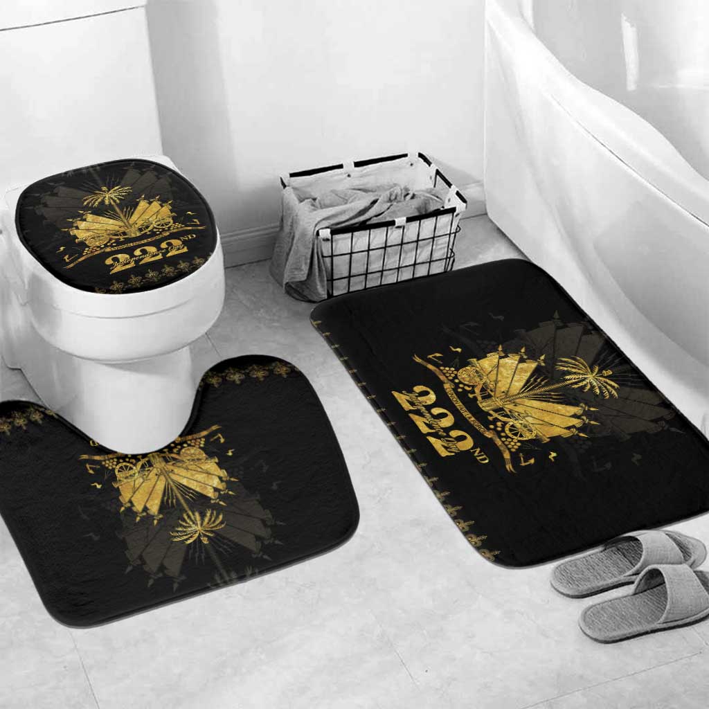 Ayiti 222nd Independence Day Anniversary Bathroom Set Haiti Gold VeVe Pattern - Wonder Print Shop