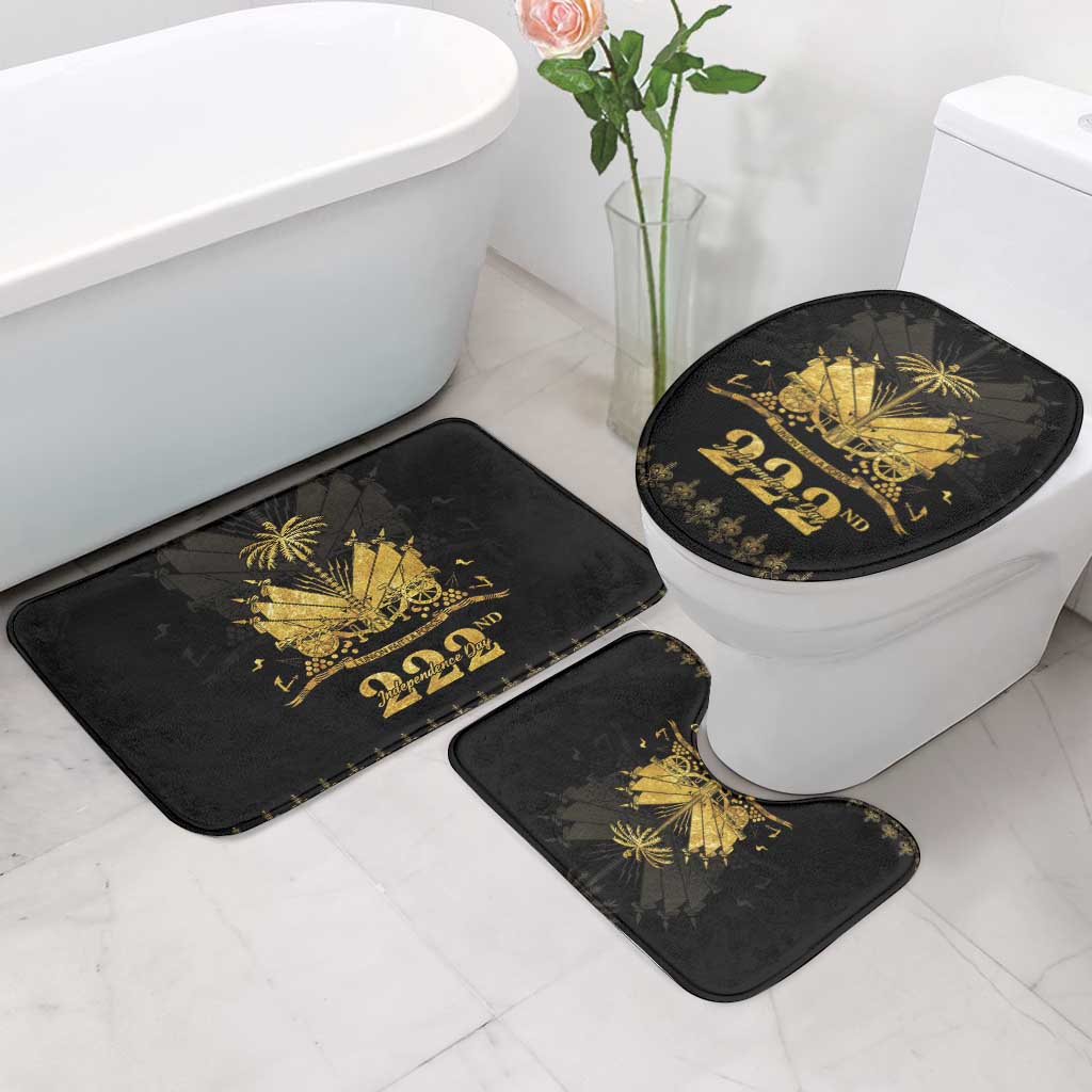 Ayiti 222nd Independence Day Anniversary Bathroom Set Haiti Gold VeVe Pattern - Wonder Print Shop
