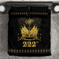 Ayiti 222nd Independence Day Anniversary Bedding Set Haiti Gold VeVe Pattern - Wonder Print Shop