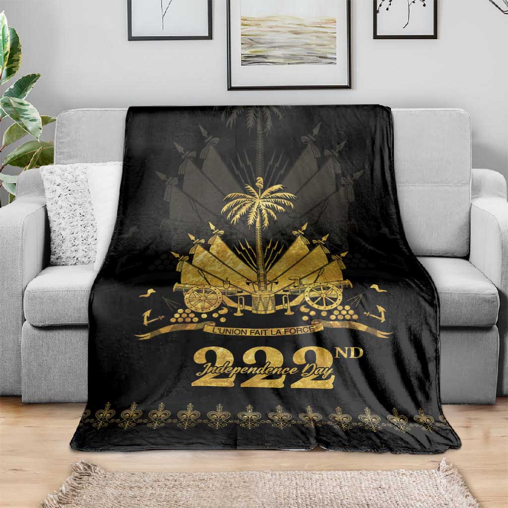 Ayiti 222nd Independence Day Anniversary Blanket Haiti Gold VeVe Pattern - Wonder Print Shop