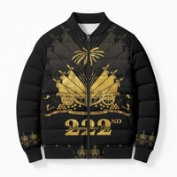Ayiti 222nd Independence Day Anniversary Bomber Puffer Jacket Haiti Gold VeVe Pattern - Wonder Print Shop