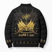 Ayiti 222nd Independence Day Anniversary Bomber Puffer Jacket Haiti Gold VeVe Pattern - Wonder Print Shop