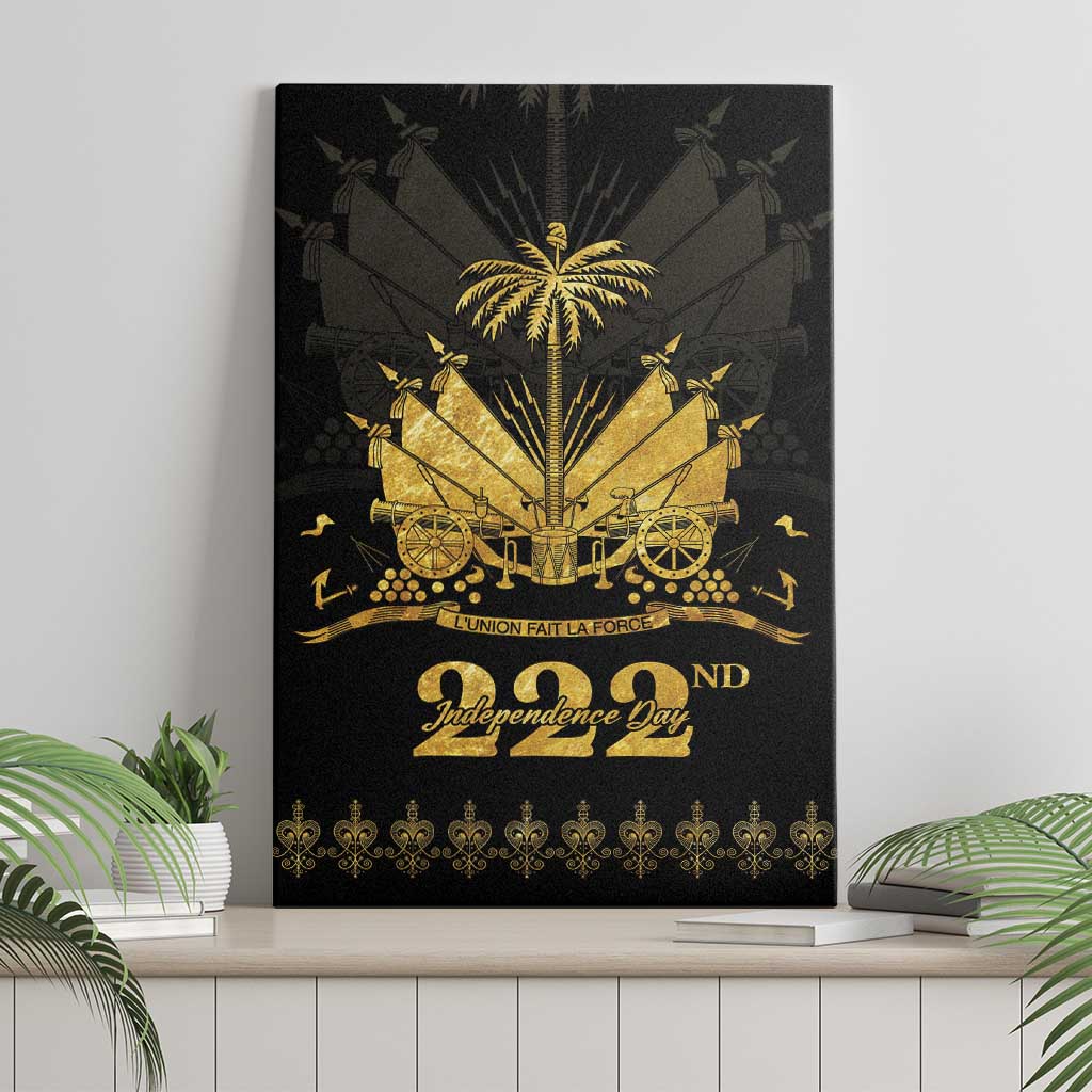 Ayiti 222nd Independence Day Anniversary Canvas Wall Art Haiti Gold VeVe Pattern - Wonder Print Shop