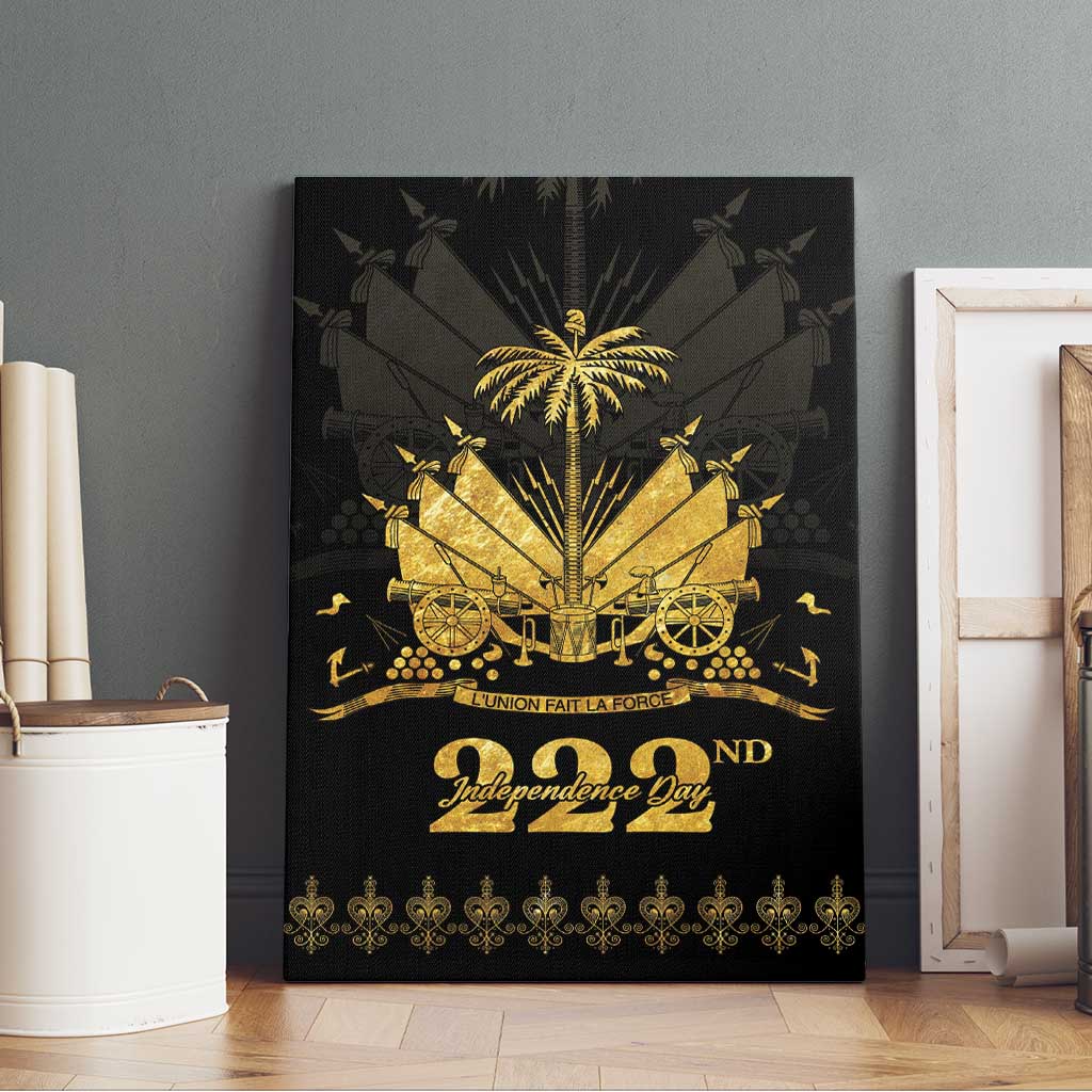 Ayiti 222nd Independence Day Anniversary Canvas Wall Art Haiti Gold VeVe Pattern - Wonder Print Shop