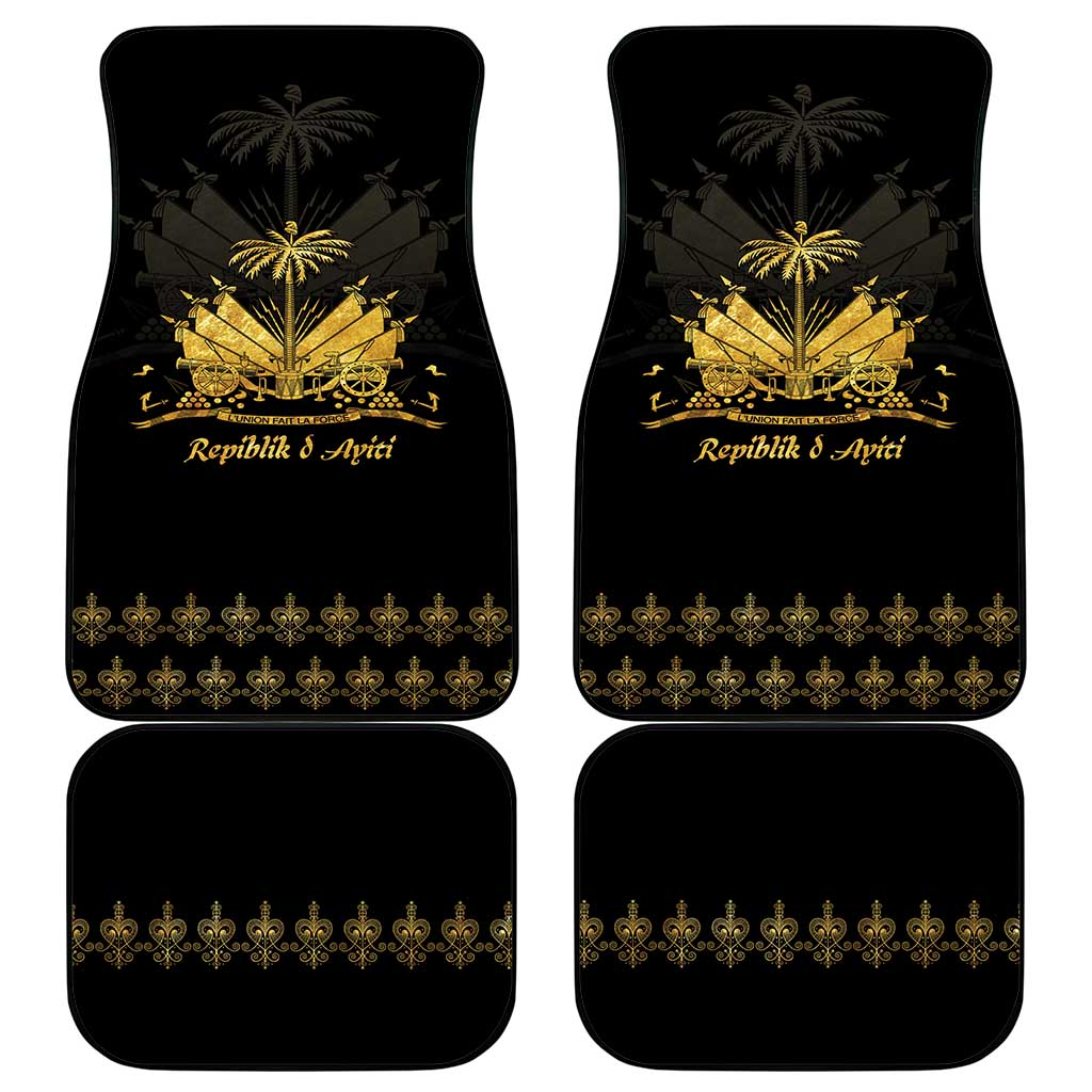 Ayiti 222nd Independence Day Anniversary Car Mats Haiti Gold VeVe Pattern - Wonder Print Shop