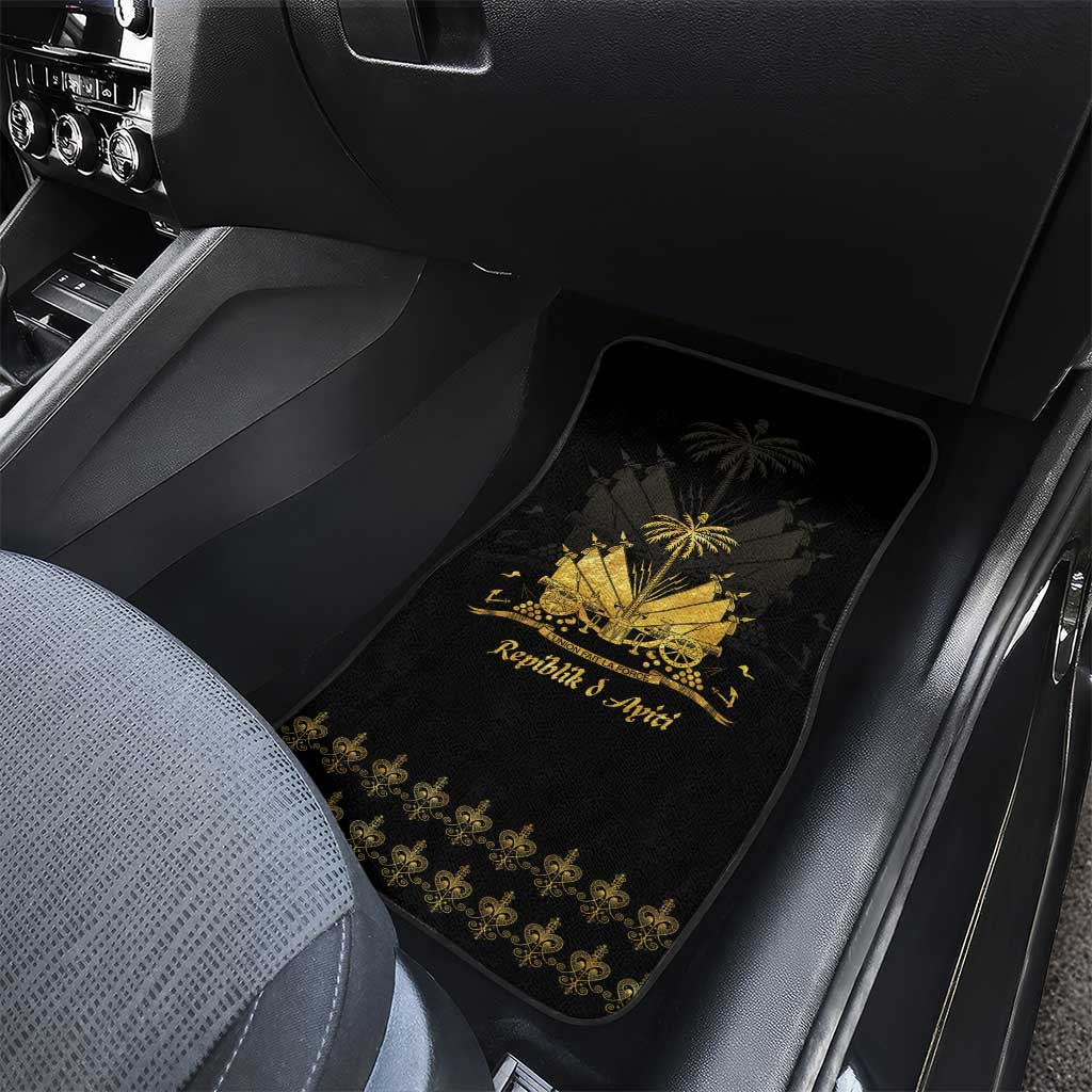 Ayiti 222nd Independence Day Anniversary Car Mats Haiti Gold VeVe Pattern - Wonder Print Shop