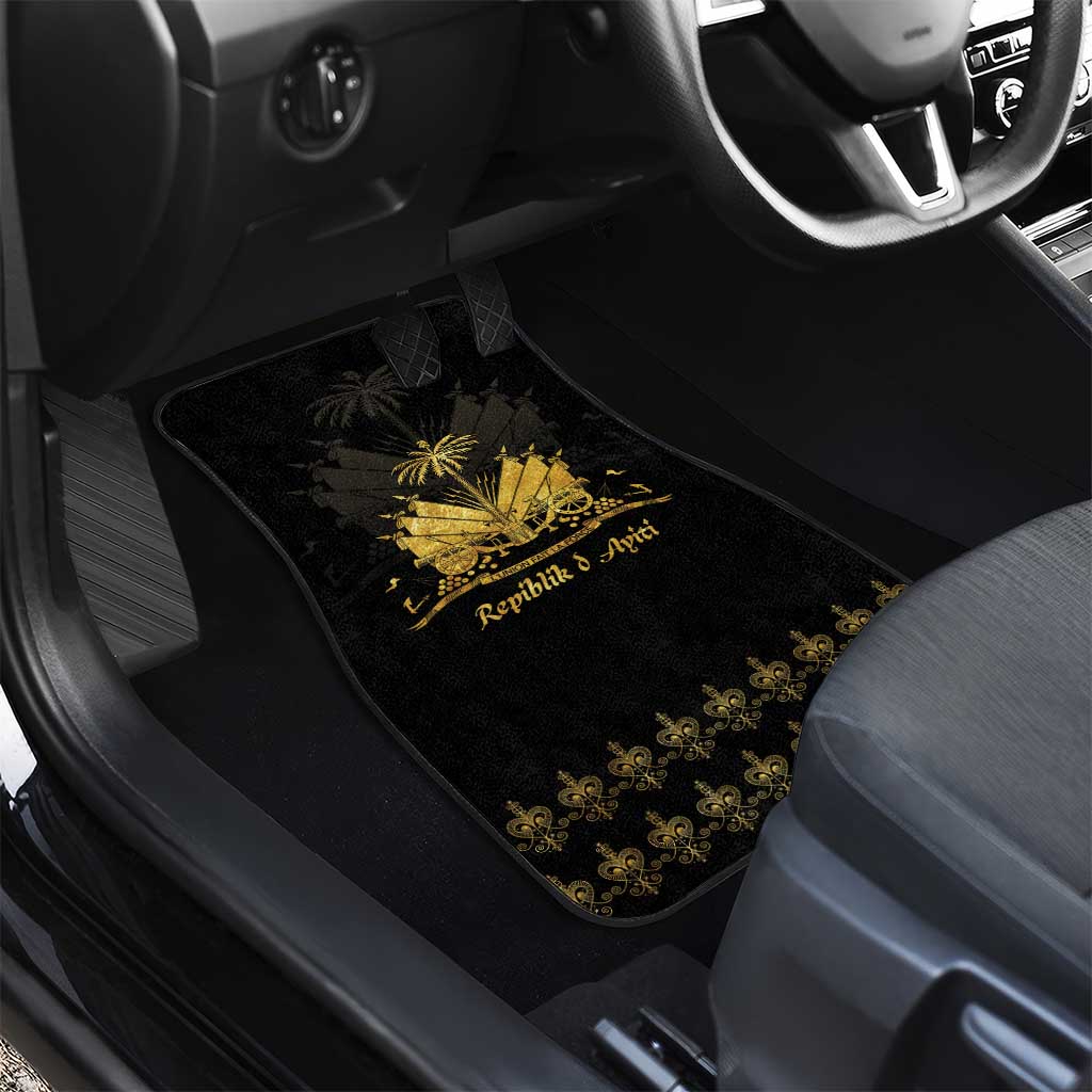 Ayiti 222nd Independence Day Anniversary Car Mats Haiti Gold VeVe Pattern - Wonder Print Shop
