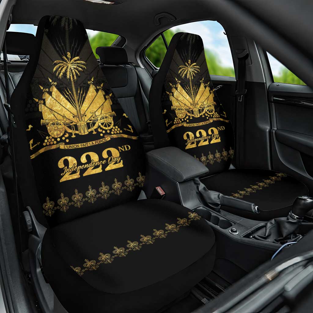 Ayiti 222nd Independence Day Anniversary Car Seat Cover Haiti Gold VeVe Pattern - Wonder Print Shop