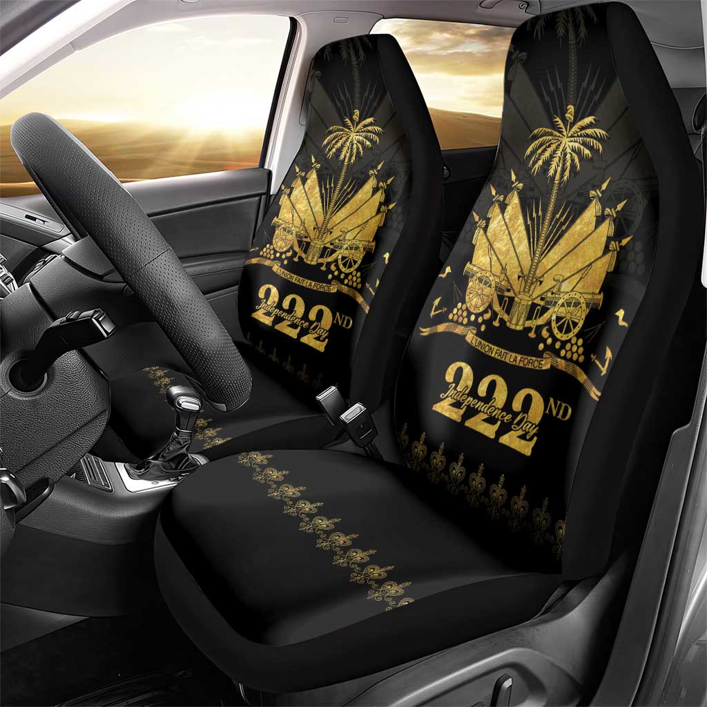 Ayiti 222nd Independence Day Anniversary Car Seat Cover Haiti Gold VeVe Pattern - Wonder Print Shop