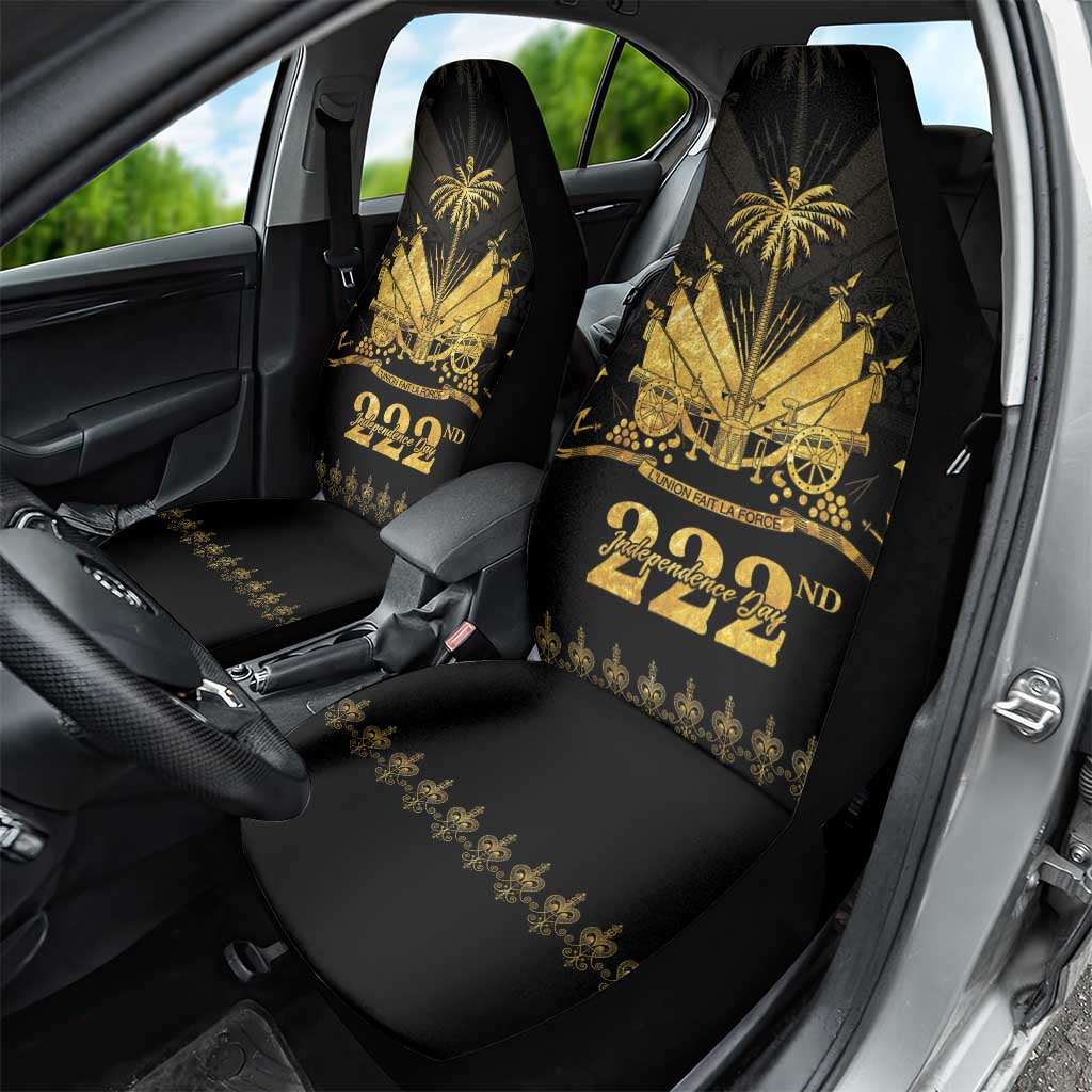 Ayiti 222nd Independence Day Anniversary Car Seat Cover Haiti Gold VeVe Pattern - Wonder Print Shop