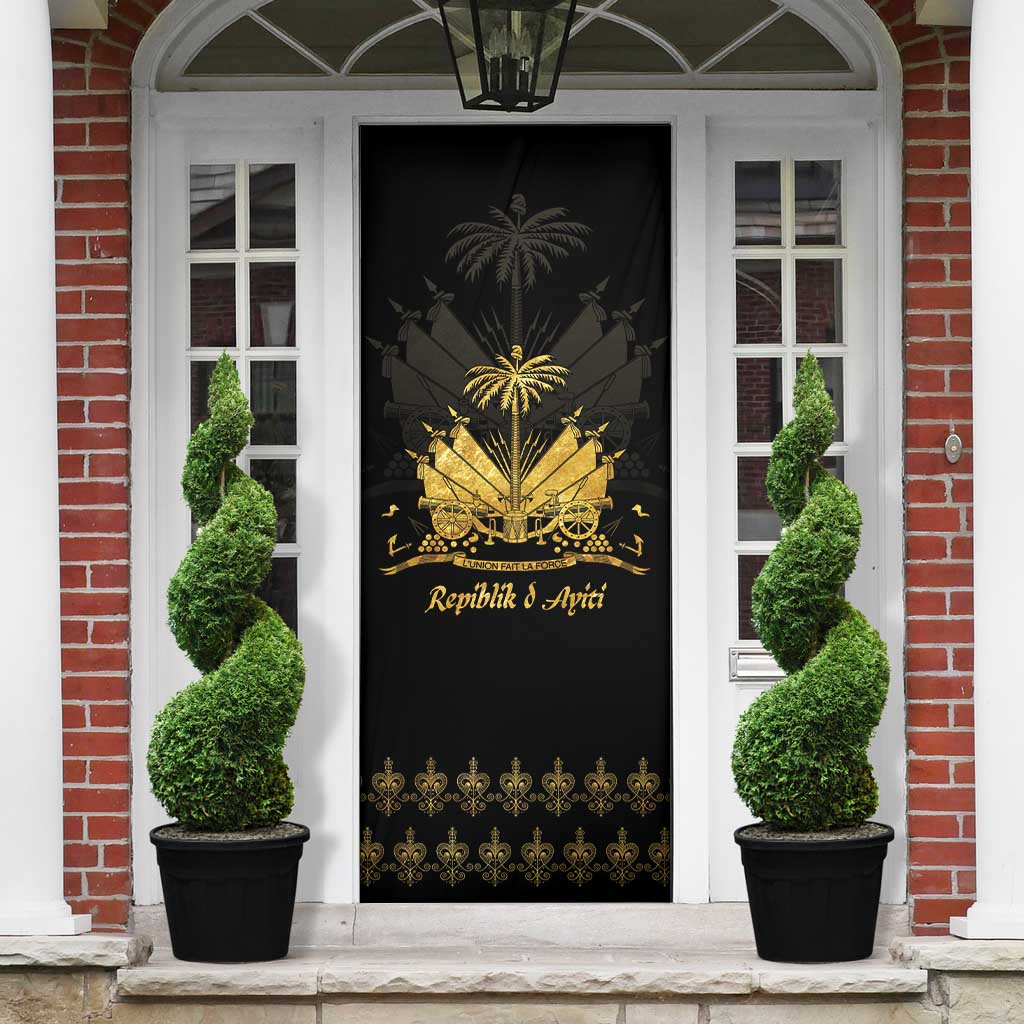 Ayiti 222nd Independence Day Anniversary Door Cover Haiti Gold VeVe Pattern - Wonder Print Shop