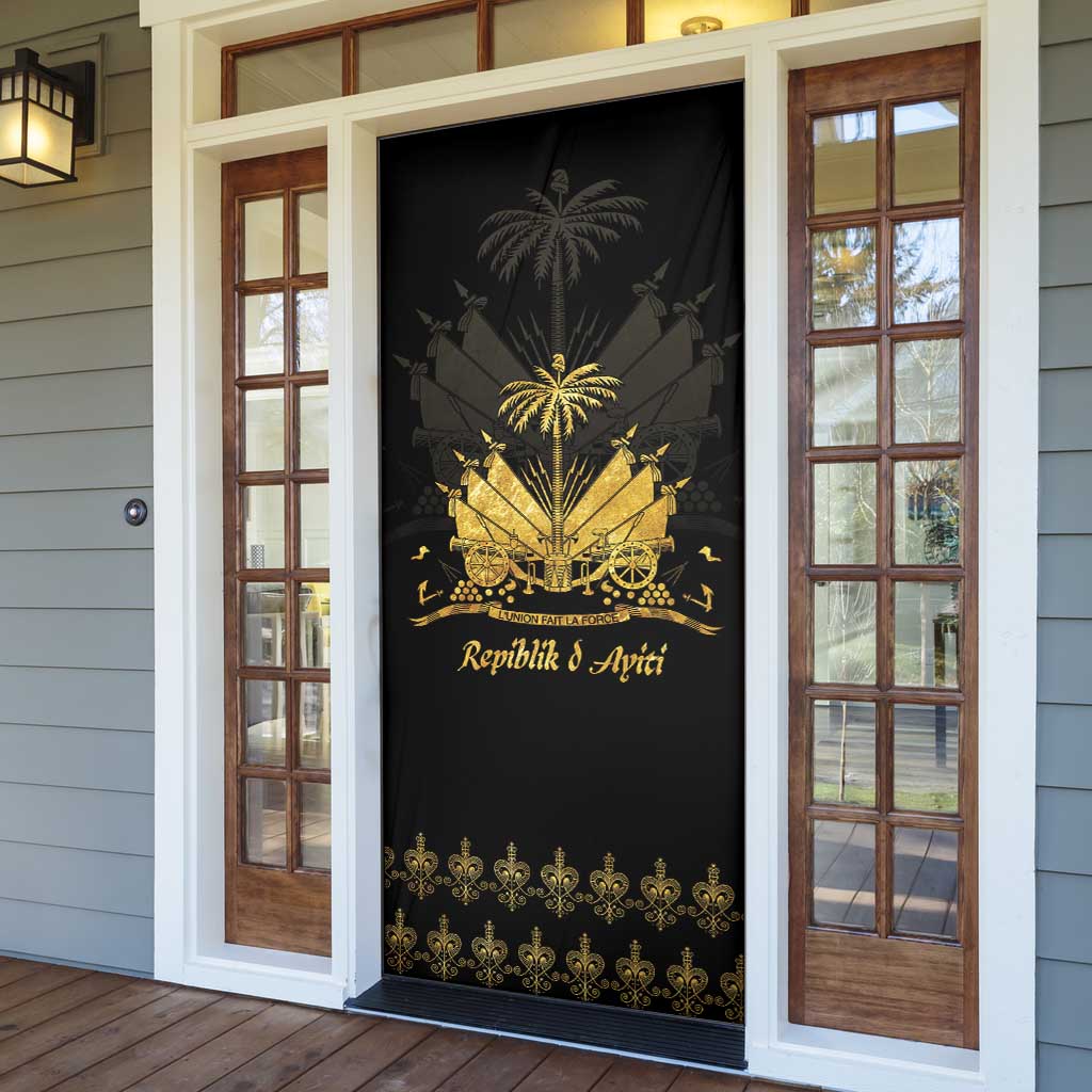 Ayiti 222nd Independence Day Anniversary Door Cover Haiti Gold VeVe Pattern - Wonder Print Shop