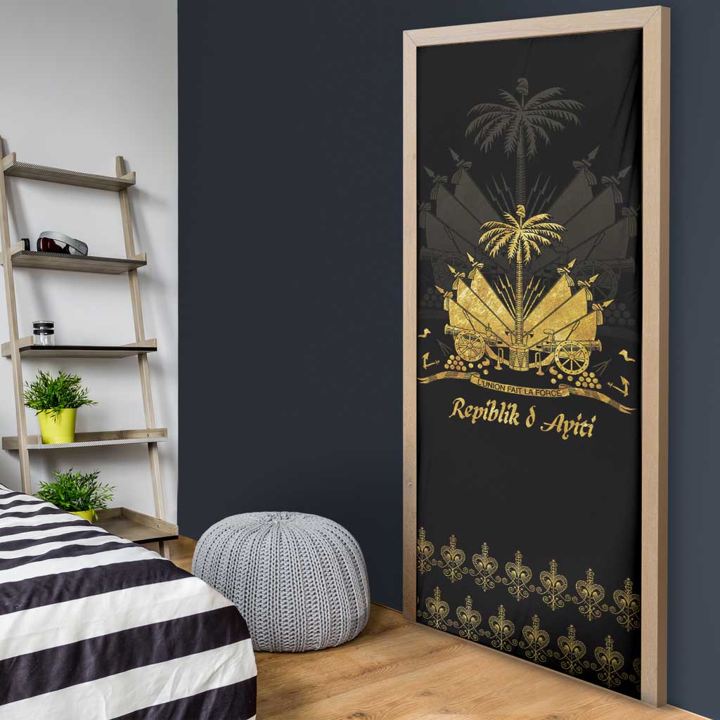 Ayiti 222nd Independence Day Anniversary Door Cover Haiti Gold VeVe Pattern - Wonder Print Shop