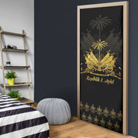 Ayiti 222nd Independence Day Anniversary Door Cover Haiti Gold VeVe Pattern - Wonder Print Shop