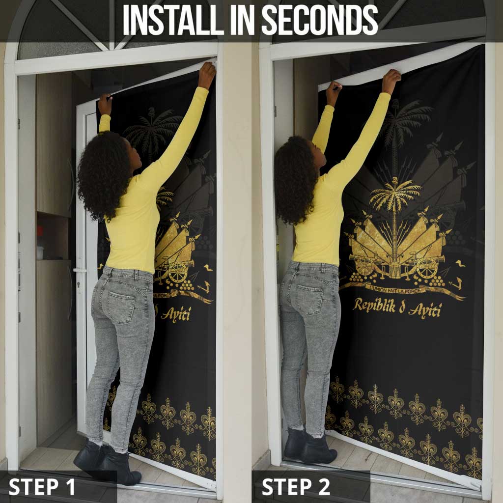 Ayiti 222nd Independence Day Anniversary Door Cover Haiti Gold VeVe Pattern - Wonder Print Shop