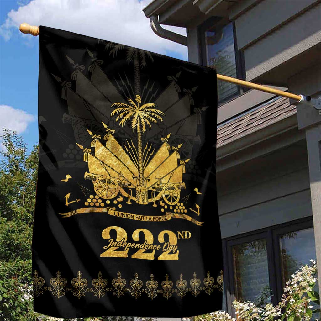 Ayiti 222nd Independence Day Anniversary Garden Flag Haiti Gold VeVe Pattern - Wonder Print Shop