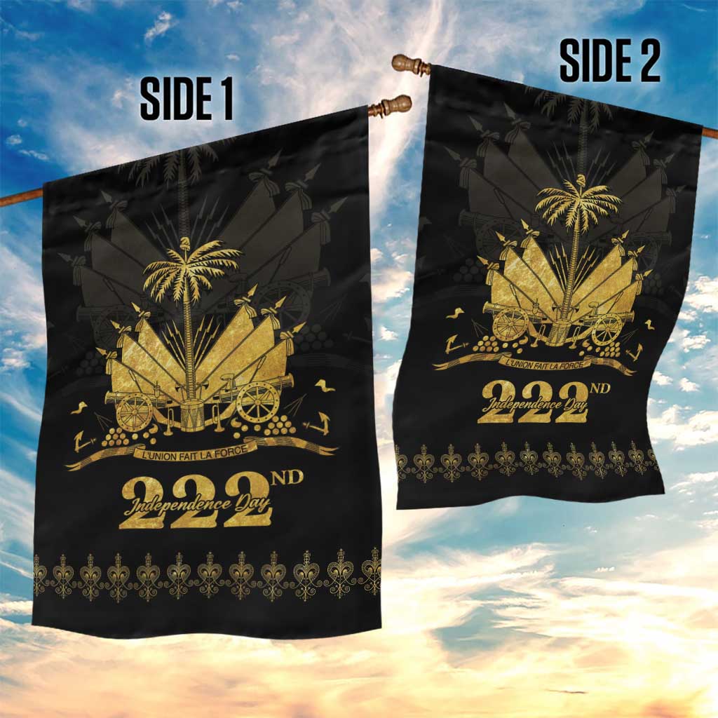 Ayiti 222nd Independence Day Anniversary Garden Flag Haiti Gold VeVe Pattern - Wonder Print Shop