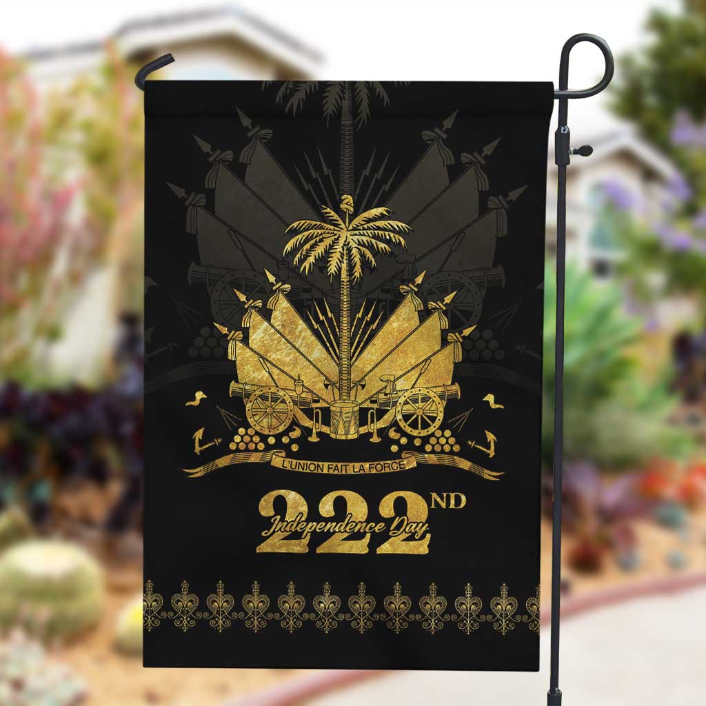 Ayiti 222nd Independence Day Anniversary Garden Flag Haiti Gold VeVe Pattern - Wonder Print Shop